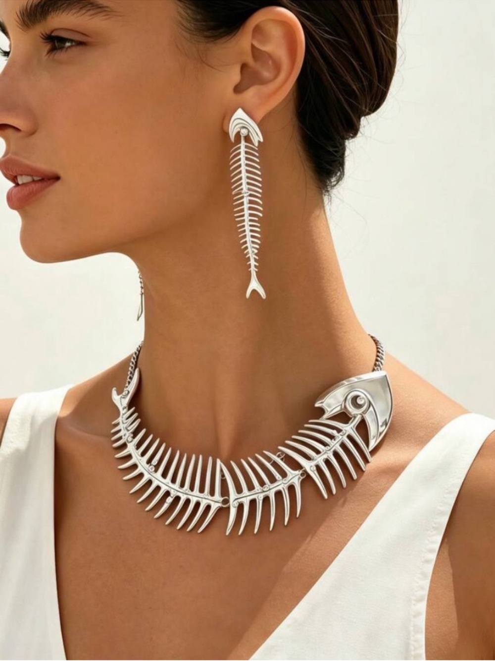 Lunar Tides Sculptural Fishbone Jewelry Set